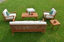 WholesaleTeak New Luxurious 6 Piece Teak Sofa Set - 3 Seater Sofa, 2 Lounge Chairs, 1 Ottoman, 1 Coffee Table and 1 End Table - Furniture only - Napa Collection #WHSSNP
