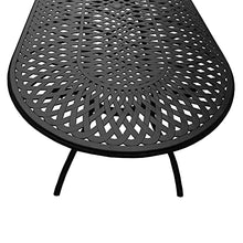 Oakland Living Modern Outdoor Mesh Lattice Aluminum 95-in Large Oval Patio Dining Set Black