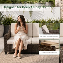 Varmoza 3-Seat Wicker Patio Sofa, Rattan Outdoor Couch with Deep Seating