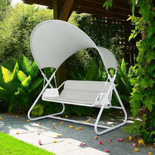 Diz Outdoor Hanging Double Swing Sofa Chair-White Powder Coated Steel