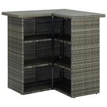 Benzara Shiro Outdoor Modular Corner Bar Table, 3 Shelf, Gray Rattan, 41 Inch