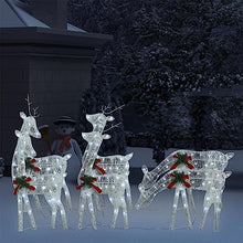 6-Piece Christmas Reindeer Decoration Set with LED Lights, Cool White Fabric Mesh Figures for Indoor Outdoor Holiday Yard Lawn Garden Decor, USB Powered