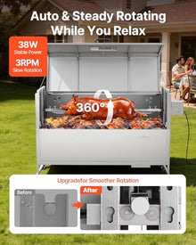 VEVOR Rotisserie Grill, Hood52" Electric Rotisserie Grill Kit