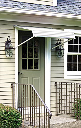 NuImage Awnings 1100 Series Aluminum Door Canopy with Support Arms White