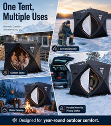 ZHIGUANYUN Outdoor Sauna, Portable Insulated Sauna Tent, Snow- and Windproof with Stove Jack for Garden and Ice Fishing Blackmodel-1.8M