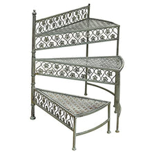 RWGOVLU 3 Tier Three-Turn Iron Art Folding Fan-Shaped Stand Balcony, Living Room Garden Iron Flower Stand