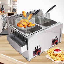 QIANG Professional Lpg Gas Fryer,Commercial Lgp Fryer,Thick Stainless Steel Fryer with Baskets and Lids,Adjustable Firepower and Temperature Contro,for Home and Commercial 20L