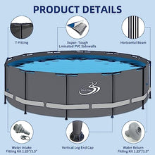 BlueBay Above Ground Swimming Pool Set 15ft x 48in with 1000 GPH Filter Pump, Cover, Ladder, Maintenance Kit Gray Frame