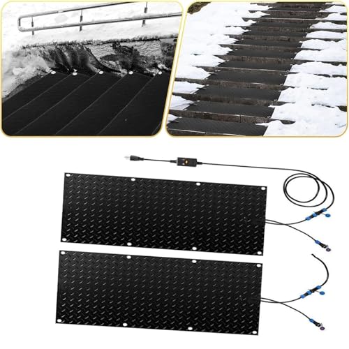 IOUYUP Outdoor Snow Melting Mats for Driveways and Stairs - Ice and Snow Removal with Power Cord - Safe & Durable Rubber Devise(40x120cmx2Pcs)