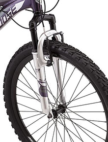 Mongoose Flatrock Womens Hardtail Mountain Bike 26-Inch Wheels 21 Speed Twist Shifters 16-Inch Lightweight Aluminum Frame Purple