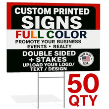 Custom Yard Signs 12x18" – 50 Pack Personalized Double Sided Outdoor Signs with Metal H Stakes, Perfect for Business Advertising, Garage Sale & Yard Displays