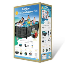 Funsicle Oasis Oval Above Ground Pool with Filter Pump, Cartridge, and Ladder Dark Herringbone