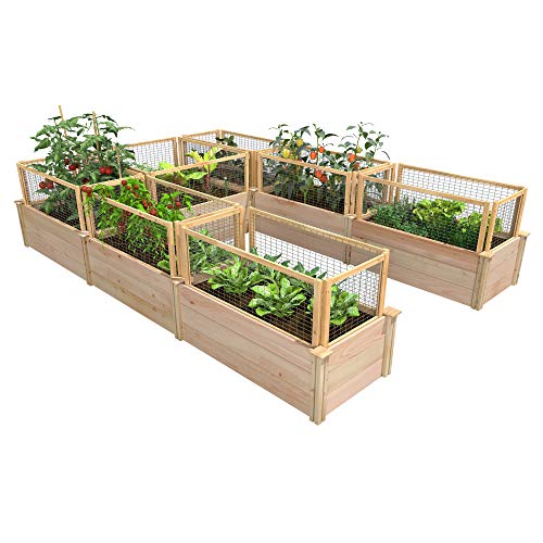 Greenes Fence Premium Cedar Raised Garden Bed with CritterGuard System 8' x 12' Light Brown