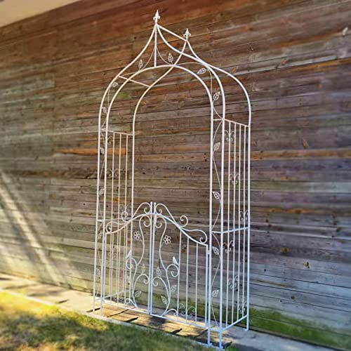 SDdPulse Retro Garden Arch, Metal Rose Arch Arbor,Climbing Plants Decoration Pergola Arbor,for Outdoor Lawn/Terrace/Garden Entrance,Easy to Assemble,2 Styles (Antique White B)