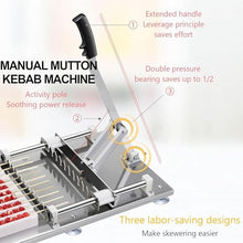 AMQYDT Manual Mutton Kebab Machine, 10 Holes BBQ Bamboo Skewer Meat Making Machine, Stainless Steel Skewers Brochette Beef Skewer Making Machine, Kebab Maker Press Mould, for Kitchen Picnic Camping
