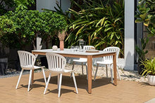 Amazonia 5-Piece Rectangular Dining Set White Aluminum Chairs Eucalyptus Wood