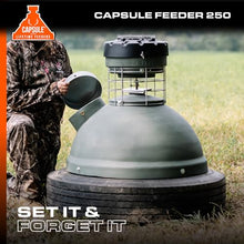 Capsule Game Feeders 250LB Capacity 360-Degree Broadcast Game Feeder Green