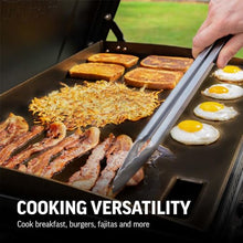 Char-Griller® Flat Iron 4-Burner Propane Gas Flat-Top Griddle with Steel Griddle Top, Hinged Lid, Wind Guards and Instant-Ignition, 775 Cooking Square Inches in Black, Model 8136