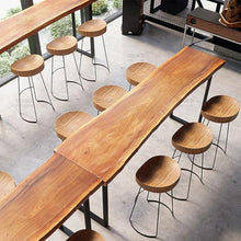 HUAIPU Rustic Style Rectangular Bar Table with Iron Frame, Wooden Pub Table for Living Room, Bar Industrial Bar Table and Garden Party,180 * 45 * 105