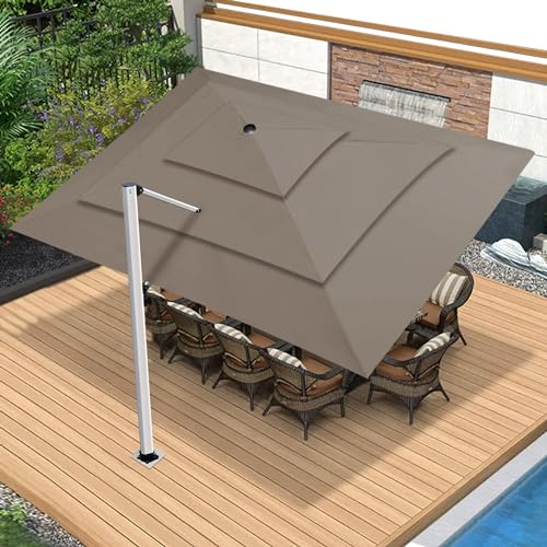 EliteShade USA APOLLO 3-Tier 10x13FT Full Aluminum Cantilever Patio Umbrella for Outdoor Restaurant Garden Courtyard Deck Pool and Marketing with Light (No battery), Taupe