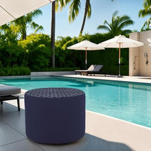 FDP 24" Round Oversized Outdoor Ottoman Featuring Sunbrella Two-Tone - Weather-Resistant, Fade-Resistant, Fully Assembled Patio Furniture for Backyard or Poolside Seating, 18" H - Indigo/Navy