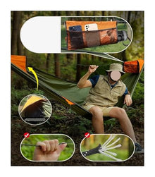 Hammock. 5Pcs Outdoor Camping Hammock, Ridge Rope Increased Anti Rollover, Quick Opening Mosquito Proof Hammock .Hammocks for Outside