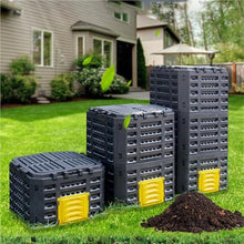 Stackable Outdoor Compost Bin, Plastic Garden Composter for Kitchen and Yard Waste, Easy Access Lid an Ventilation, Small Space-Saving Composting Bin(Yellow,500L(132.1Gallon))