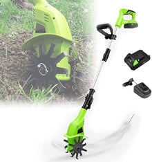 LBAawxe MekUk Garden Tiller & Cultivator Rotavator Cordless Electric tillers, Working Width 10 cm, Depth 25 cm, Adjustable Handle for Garden Care Compacted Soils and Lawn Yard