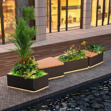 Outdoor large flower box Planter Box Iron Sitting Bench Flower Combination