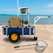Erxewim Outdoor Fishing Cart with Wheel, Collapsible Folding Wagon Cart Heavy Duty, Aluminum Wagon, Rod Holders Trolley for Garden Camping Beach Sports