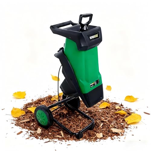 SAIYERUS Electric Garden Shredder - 2400W Leaf & Wood Chipper - 50L Bag - 1.6'' Cutting Width, Leaf Mulcher with Wheels, Corded Electric Wood Chipper for Powerful Shredding of Garden Debris, 110V