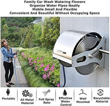 DOIBG Retractable Hose Cart Wall Mount Garden Hose Reel Portable Stainless Steel Garden Hose Reel Wall/Floor Mounted Water Hose Reel-Rack+35m Hose