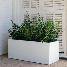TITAN GREAT OUTDOORS Ash & Ember 15.75" Short Box Satin Ivory Planter, Lightweight Fiberstone with Weather-Resistant Finish, Modern Rectangle Planter Box for Indoor and Outdoor Plants