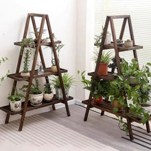 IBONSON Multi Tiered Plant Stand Indoor Balcony Retro Solid Wood Flower Stand Living Room Indoor Multi-Layer Pothos Plant Display Stand Corner Outdoor Plant Stand