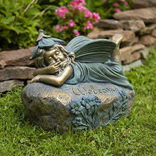 Zaer Ltd. Large Magnesium Fairy Statues for Outdoor Use (Lying Fairy Fern)