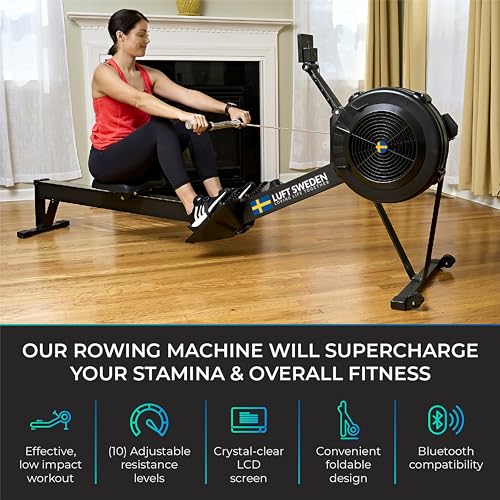 Luft Sweden Compact Rowing Machine for Home Use Black
