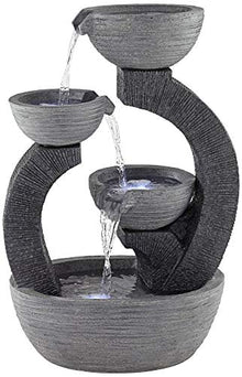 Three Cup 31 1/2" Large Gray LED Cascading Floor Outdoor Indoor Fountain