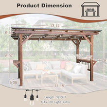 Roomfitters 13x6.5 FT Wooden Pergola Grill Gazebo, Outdoor Patio Canopy with Metal Roof and Bar Counters, Brown