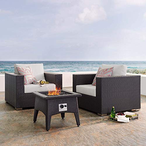 Modway EEI-3727-EXP-WHI-SET Convene 3 Piece Set Outdoor Patio with Fire Pit, Espresso White