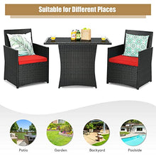 DUYHBAWRS 3PCS Patio Rattan Furniture Set Cushioned Sofa Armrest Garden Deck Red Suitable for, Porch, and Balcony, Etc