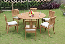 TeakStation 6 Seater Grade-A Teak Wood 7 Pc Dining Set 60" Round Table & 6 Chairs Teak