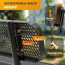 OUTTANS Heavy-Duty Outdoor Metal Bench (8 Ft - Portable with Back, Black)