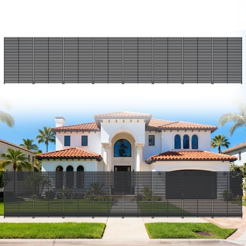 Privacy Screen Outdoor Freestanding Fence Panel with 6 Panel, 72" H×47" W HDPE Decorative Screen Panel with Stand, Air Conditioner Fence, Privacy Panels for Patio, Balcony, Garden, Backyard