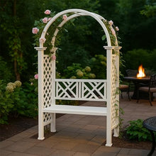 Oakland Living White Aluminum Garden Arbor Arch with 2-Seater Bench