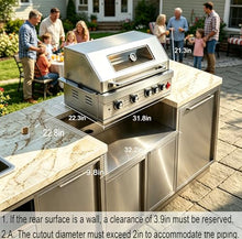 32-Inch Built-In Propane Gas Grill Head, 5 Burner, 304 Stainless Steel, 63,100 BTUs, Infrared Rear Burner, Natural Gas Convertible, Outdoor Cooking