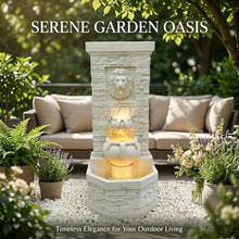 42'' Lion Head Outdoor Water Feature Fountain for Garden with Lights