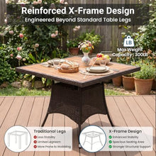Wisteria Lane Rattan Patio Table and Chairs Set with Acacia Tabletop, Brown