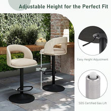 Furnimart Outdoor Bar Stools Set of 4 with Covers Waterproof, Adjustable Patio Stools with Hollow Back, Counter Height Swivel Chairs for Garden, Yard, All-Weather Textilene Fabric, PU Beige