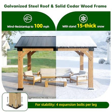 10x12 ft Ceder Wood Gazebo, Hardtop Gazebo with Galvanized Steel Peak Roof