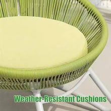 KPHYMOD 3 Piece Green Rattan Chairs with Beige Cushions and Coffee Table, Outdoor Patio Conversation Sofa Set for Deck Yard Porch